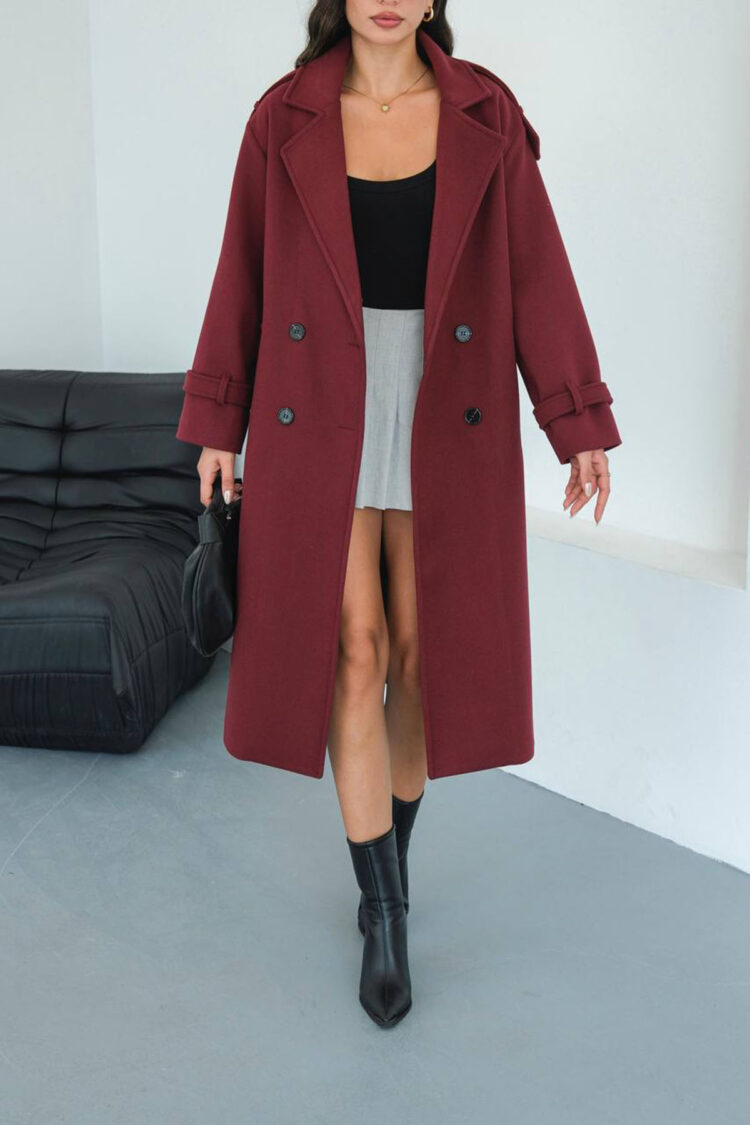 Double-Breasted Coat With Oversized Fit