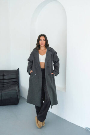 Shoulder Detailed Cashmere Coat - Brand: Mode Roy - Women & Kids, Baby Clothes Wholesale - Globality Store
