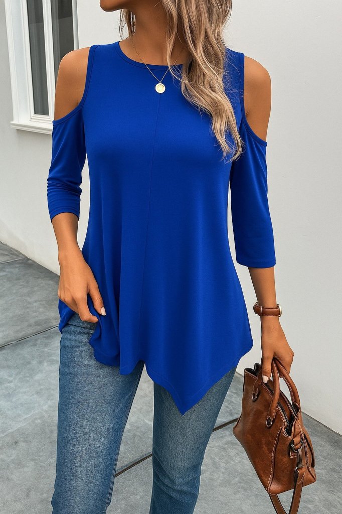 Blue Casual Sexy Blouse