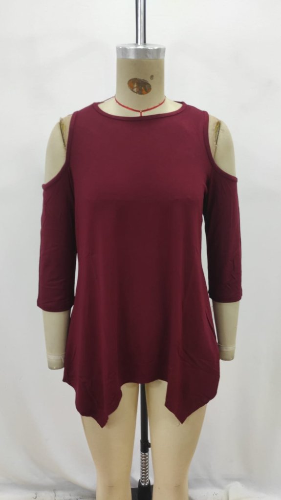 Blouse With 3/4 Straight Sleeves