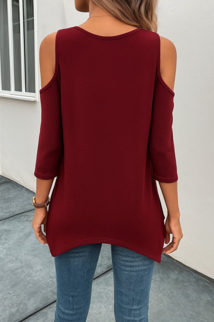 Blouse With 3/4 Straight Sleeves