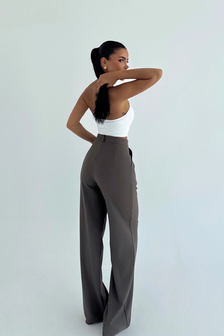 Gray High-Waisted Trousers