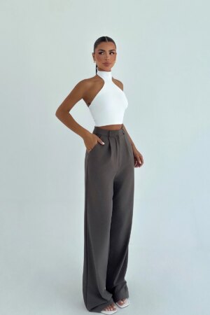 Gray High-Waisted Trousers - Brand: EYYO ATELIER - Women & Kids, Baby Clothes Wholesale - Globality Store