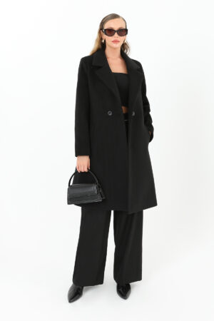 Black Elegant Single-Breasted Long Coat - Brand: Puane - Women & Kids, Baby Clothes Wholesale - Globality Store