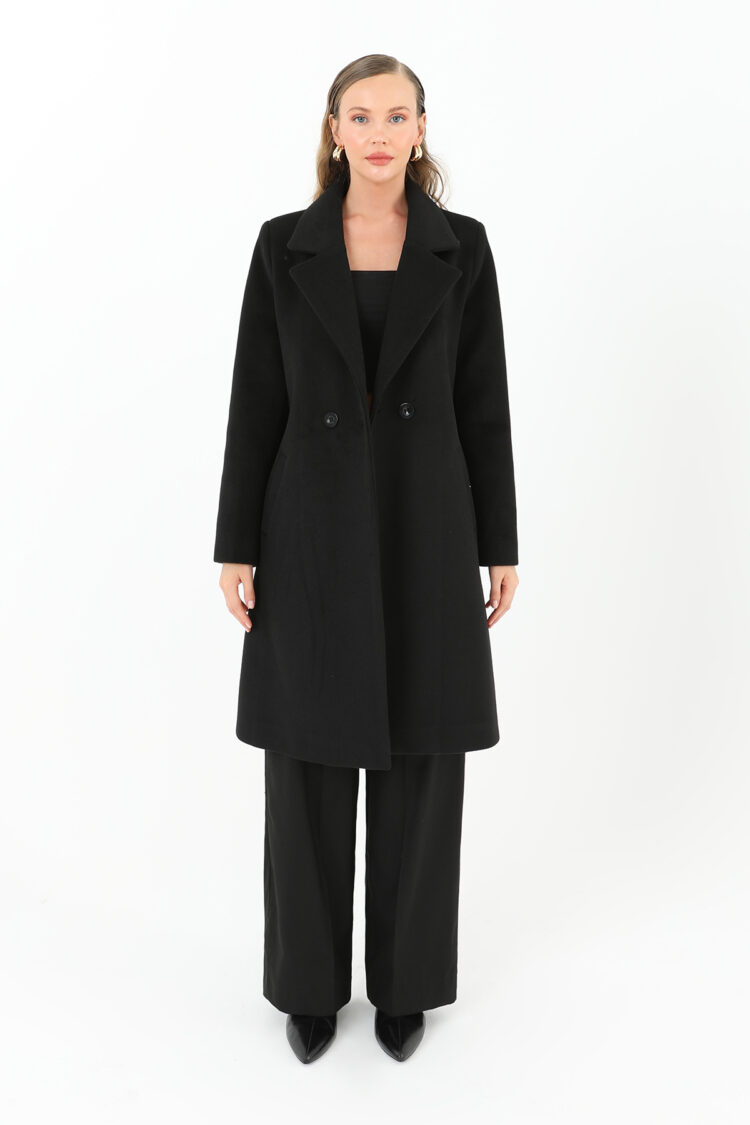 Black Elegant Single-Breasted Long Coat - Brand: Puane - Women & Kids, Baby Clothes Wholesale - Globality Store