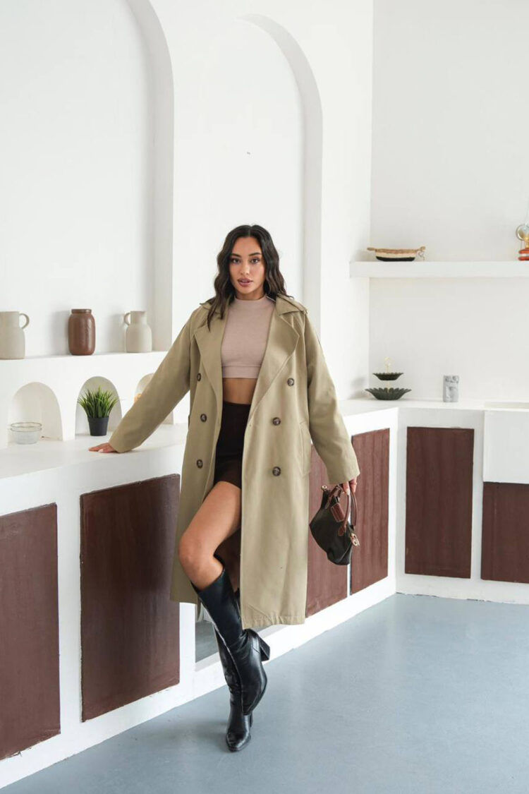 Beige Trenchcoat - Elegant Single-Breasted Classic - Brand: Mode Roy - Women & Kids, Baby Clothes Wholesale - Globality Store