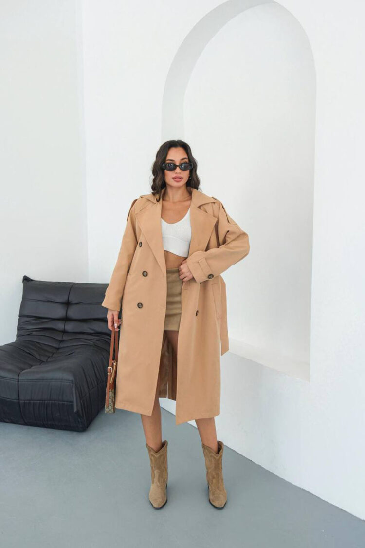 Beige Elegant Vintage Trenchcoat - Brand: Mode Roy - Women & Kids, Baby Clothes Wholesale - Globality Store