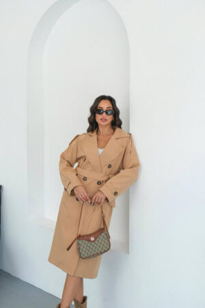 Beige Elegant Vintage Trenchcoat - Brand: Mode Roy - Women & Kids, Baby Clothes Wholesale - Globality Store