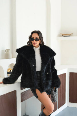 Elegant Oversized Fur Double-Breasted Coat - Brand: Mode Roy - Women & Kids, Baby Clothes Wholesale - Globality Store