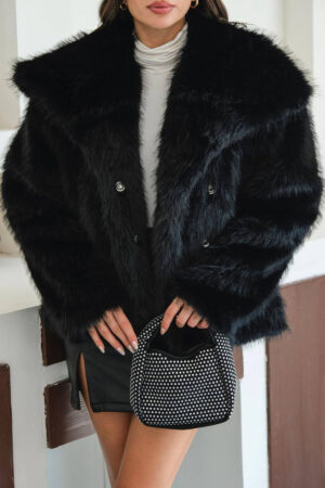 Elegant Oversized Fur Double-Breasted Coat - Brand: Mode Roy - Women & Kids, Baby Clothes Wholesale - Globality Store