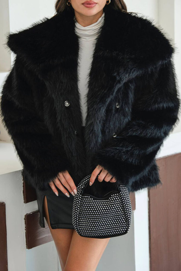 Elegant Oversized Fur Double-Breasted Coat - Brand: Mode Roy - Women & Kids, Baby Clothes Wholesale - Globality Store