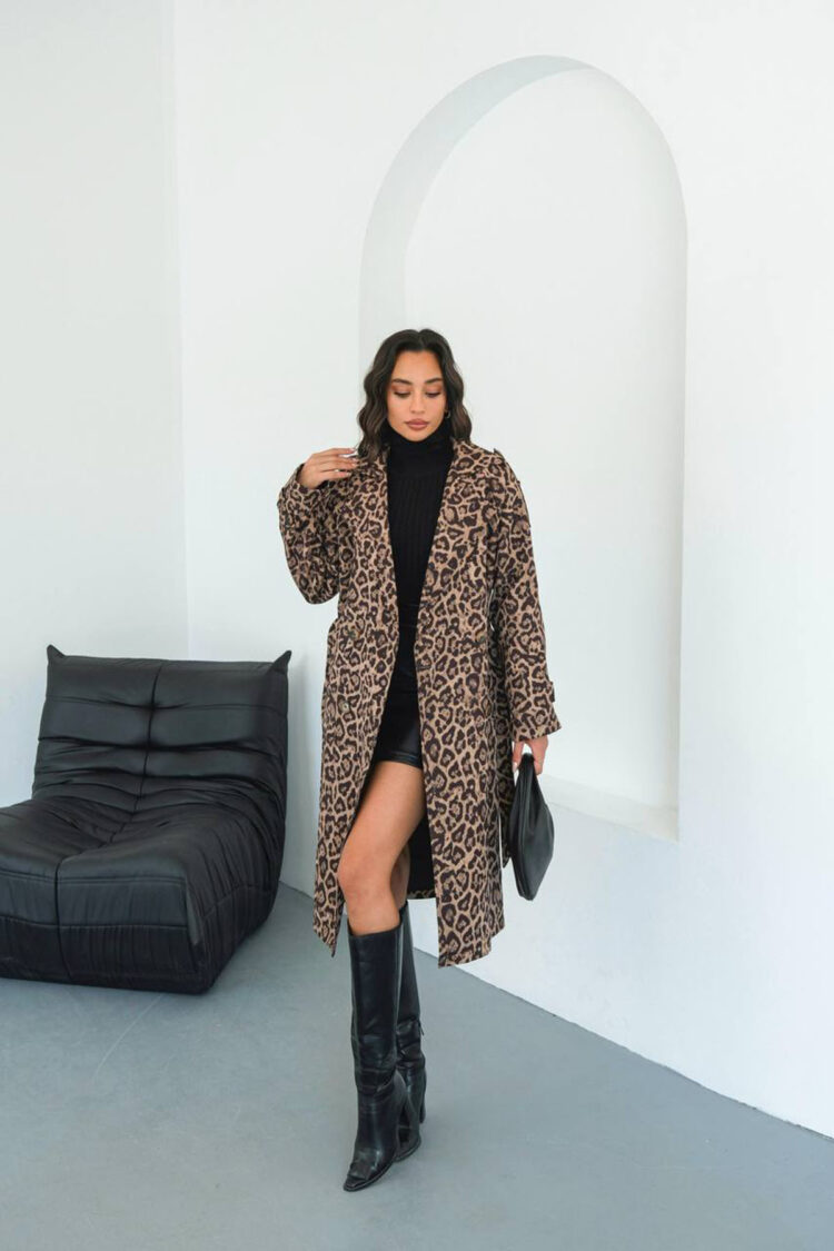 Trenchcoat With Animal PrintSingle-Breasted Buttoned Closure - Brand: Mode Roy - Women & Kids, Baby Clothes Wholesale - Globality Store