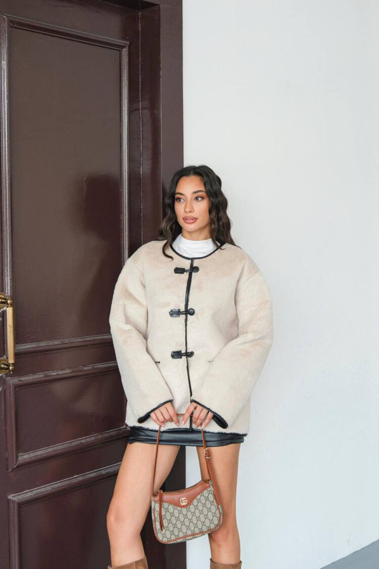 Beige Teddy Oversized Single-Breasted Coat - Brand: Mode Roy - Women & Kids, Baby Clothes Wholesale - Globality Store