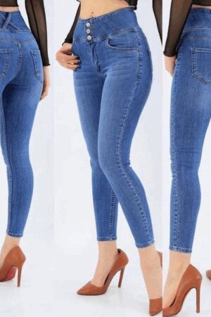 Blue High Waist Mom Jeans With Skinny Leg - Brand: Janes - Women & Kids, Baby Clothes Wholesale - Globality Store