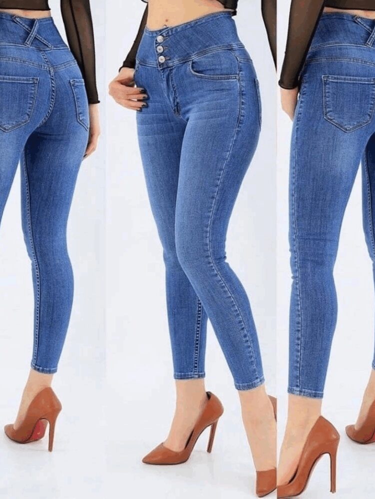 Blue High Waist Mom Jeans With Skinny Leg - Brand: Janes - Women & Kids, Baby Clothes Wholesale - Globality Store