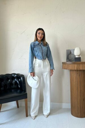Blue Slim Fit Crop Shacket Jacket - Brand: Elisa - Women & Kids, Baby Clothes Wholesale - Globality Store