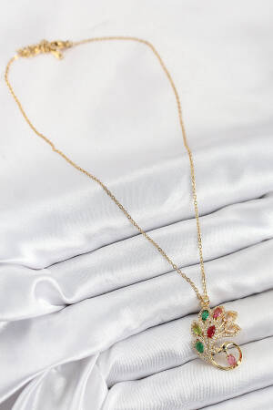 316l Steel Zircon Stone Peacock Model Gold Color Women Necklace - Brand: Ebijuteri - Women & Kids, Baby Clothes Wholesale - Globality Store
