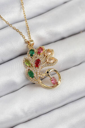 316l Steel Zircon Stone Peacock Model Gold Color Women Necklace - Brand: Ebijuteri - Women & Kids, Baby Clothes Wholesale - Globality Store