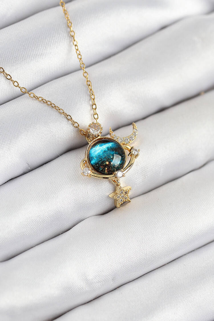 316l Steel Zircon Stone Planet Model Gold Color Women Necklace - Brand: Ebijuteri - Women & Kids, Baby Clothes Wholesale - Globality Store