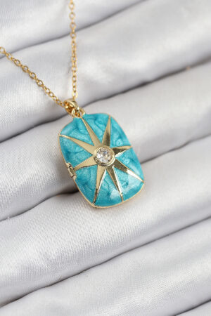 316l Steel Zircon Stone Openable Cap Polar Star Model Gold Color Women Necklace - Brand: Ebijuteri - Women & Kids, Baby Clothes Wholesale - Globality Store