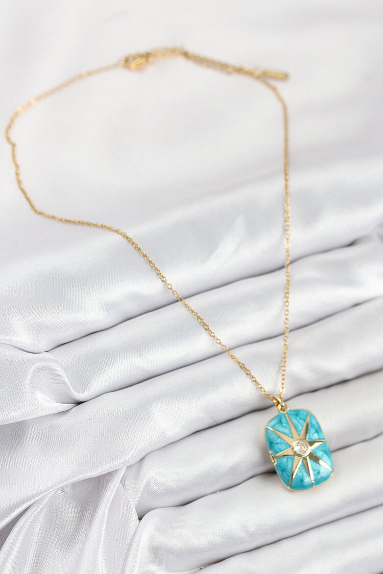 316l Steel Zircon Stone Openable Cap Polar Star Model Gold Color Women Necklace
