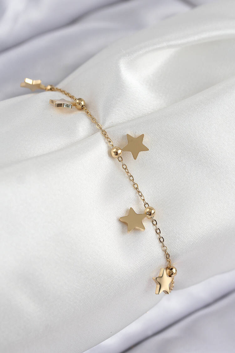316l Steel Inline Star Model Gold Color Women Bracelet - Brand: Ebijuteri - Women & Kids, Baby Clothes Wholesale - Globality Store