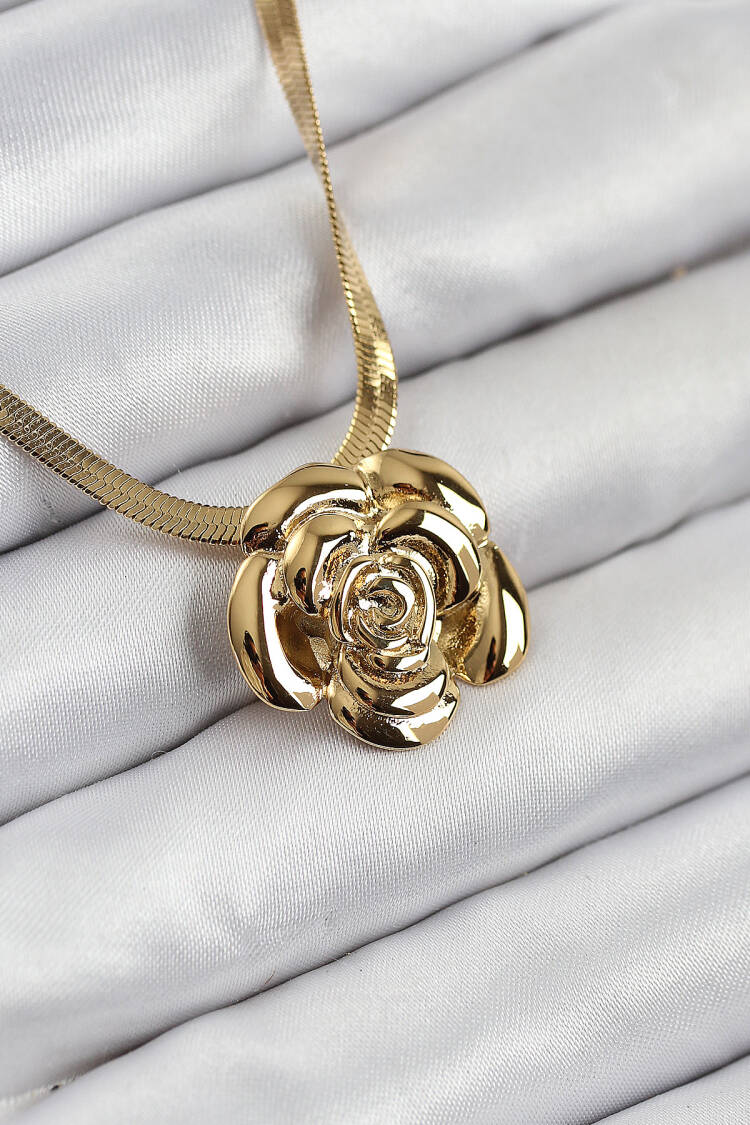 316l Steel Rose Figured Italian Chain Model Gold Color Women Necklace - Brand: Ebijuteri - Women & Kids, Baby Clothes Wholesale - Globality Store