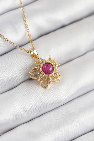 316l Steel Zircon Stone Swivel Solar Model Gold Color Women Necklace - Brand: Ebijuteri - Women & Kids, Baby Clothes Wholesale - Globality Store