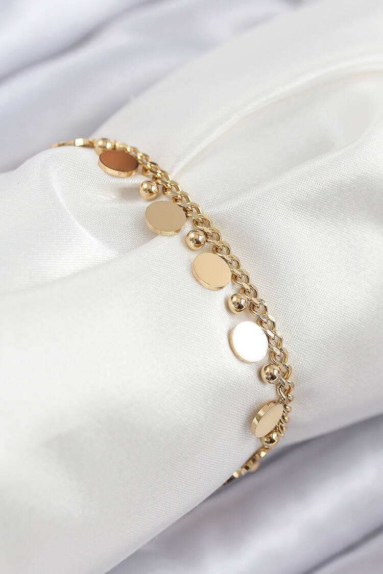 316l Steel Sequined Sequin Model Gold Color Women Bracelet - Brand: Ebijuteri - Women & Kids, Baby Clothes Wholesale - Globality Store