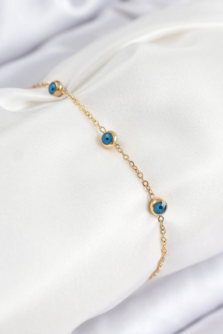316l Steel Evil Eye Bead Model Gold Color Women Bracelet - Brand: Ebijuteri - Women & Kids, Baby Clothes Wholesale - Globality Store