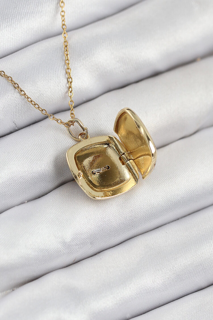 316l Steel Zircon Stone Openable Cap Eye Model Gold Color Women Necklace