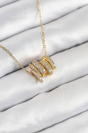 316l Steel Zircon Stone Spiral Model Gold Color Women Necklace - Brand: Ebijuteri - Women & Kids, Baby Clothes Wholesale - Globality Store