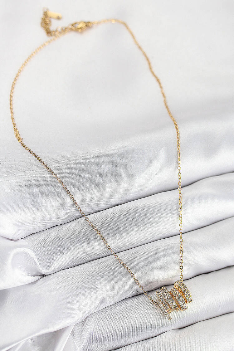316l Steel Zircon Stone Spiral Model Gold Color Women Necklace