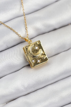 316l Steel Zircon Stone Openable Cover Book Model Gold Color Women Necklace - Brand: Ebijuteri - Women & Kids, Baby Clothes Wholesale - Globality Store