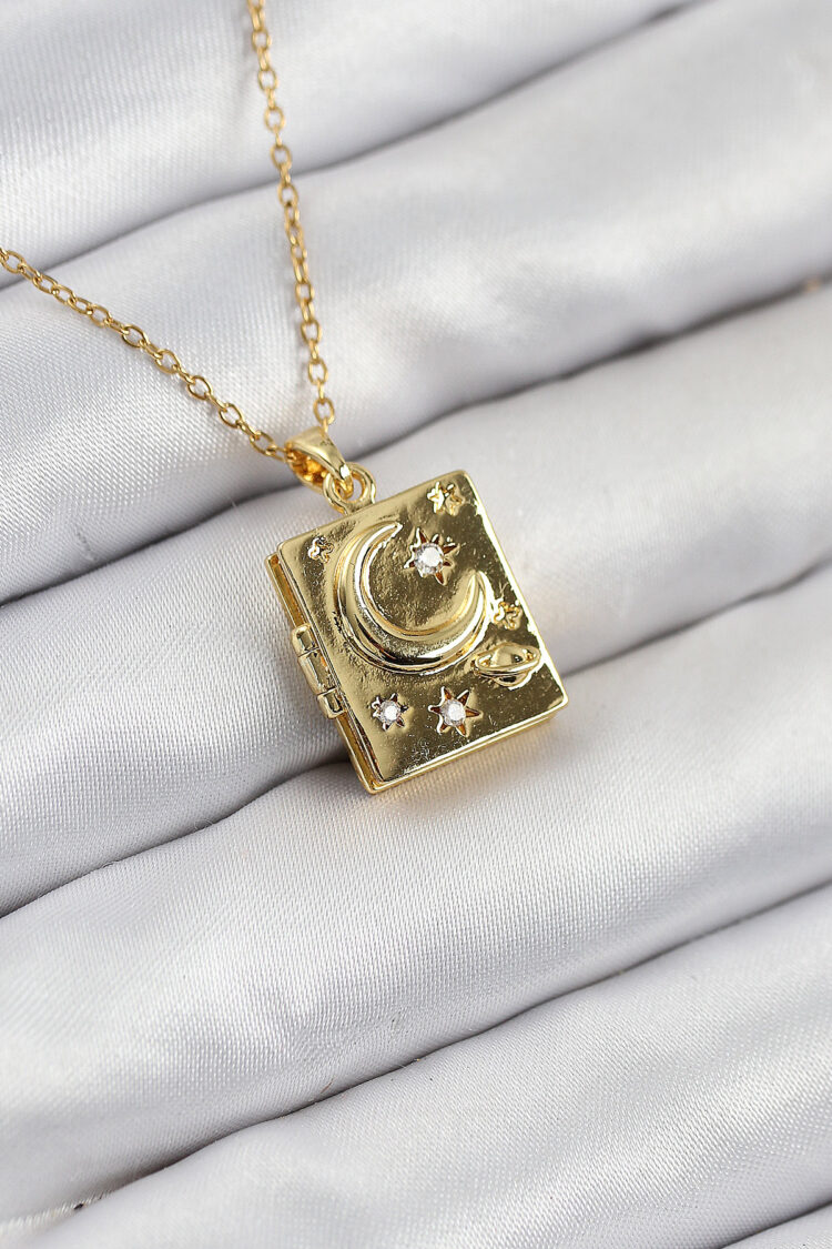 316l Steel Zircon Stone Openable Cover Book Model Gold Color Women Necklace - Brand: Ebijuteri - Women & Kids, Baby Clothes Wholesale - Globality Store