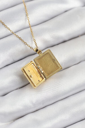 316l Steel Zircon Stone Openable Cover Book Model Gold Color Women Necklace - Brand: Ebijuteri - Women & Kids, Baby Clothes Wholesale - Globality Store