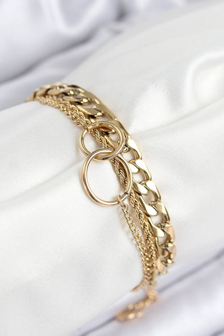 316l Steel Multiple Appearance Snap Ring Model Gold Color Women Bracelet - Brand: Ebijuteri - Women & Kids, Baby Clothes Wholesale - Globality Store