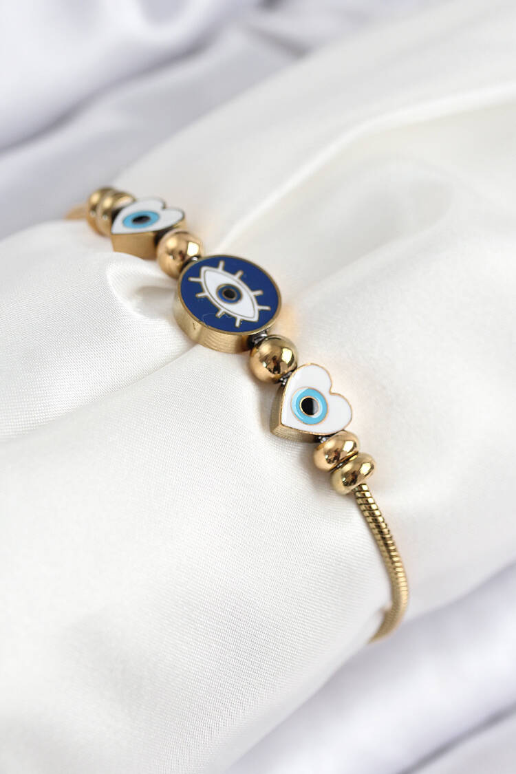 316l Steel Eye Charm Model Gold Color Women Bracelet - Brand: Ebijuteri - Women & Kids, Baby Clothes Wholesale - Globality Store