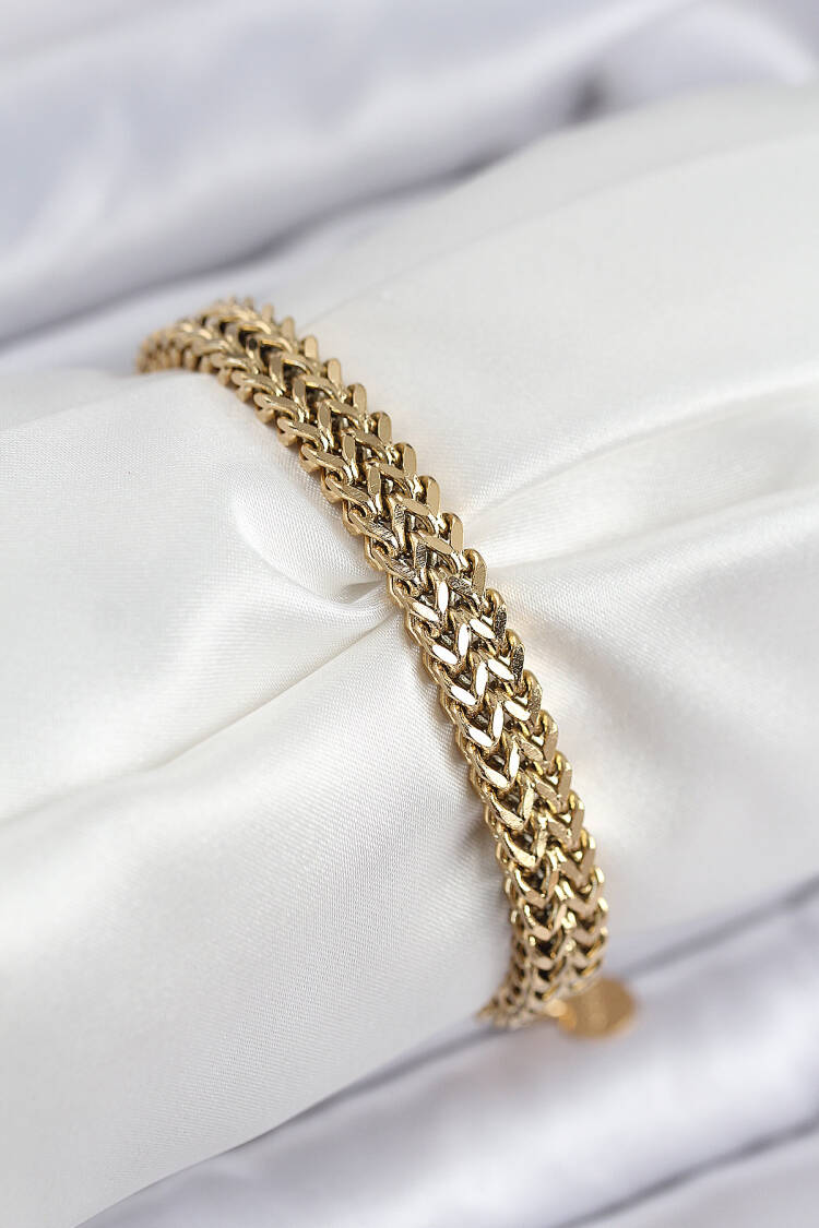 316l Steel Knitted Chain Model Gold Color Women Bracelet - Brand: Ebijuteri - Women & Kids, Baby Clothes Wholesale - Globality Store