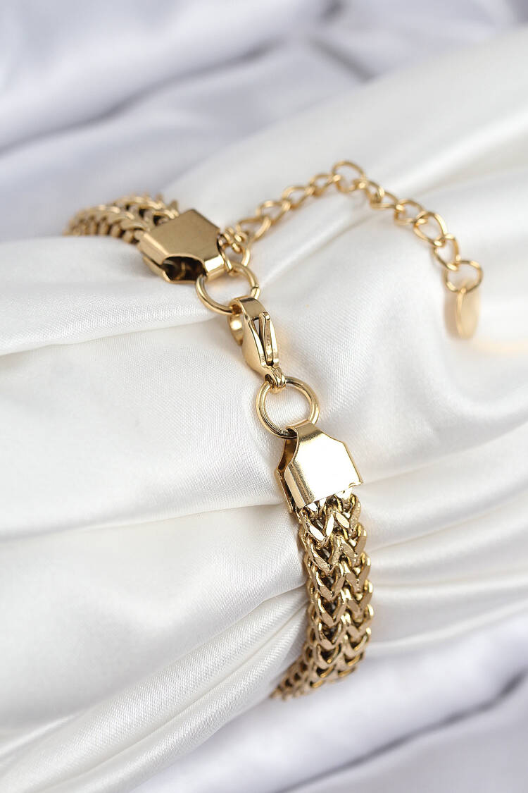 316l Steel Knitted Chain Model Gold Color Women Bracelet