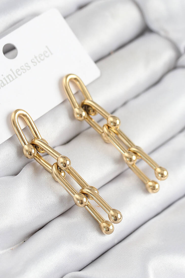 316l Steel Swinging Tifany Model Gold Color Women's Earrings - Brand: Ebijuteri - Women & Kids, Baby Clothes Wholesale - Globality Store