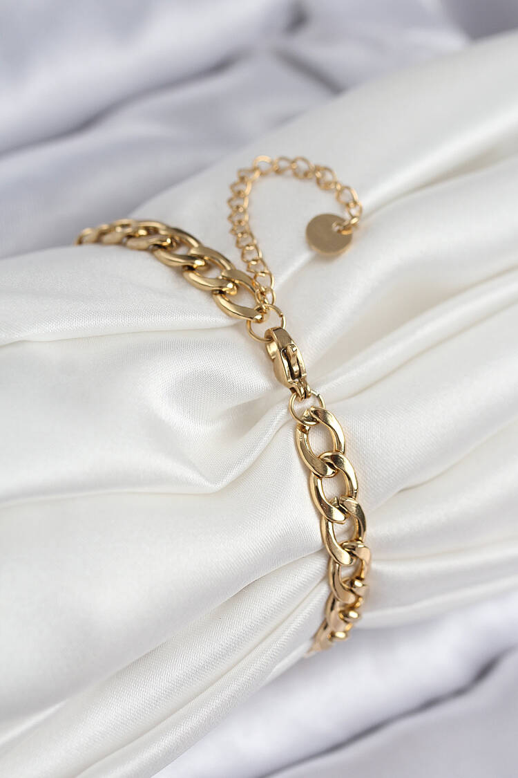 316l Steel Evil Eye Beads Detailed Clover Model Gold Color Women Bracelet