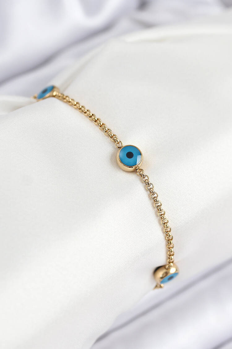 316l Steel Evil Eye Bead Model Gold Color Women Bracelet - Brand: Ebijuteri - Women & Kids, Baby Clothes Wholesale - Globality Store