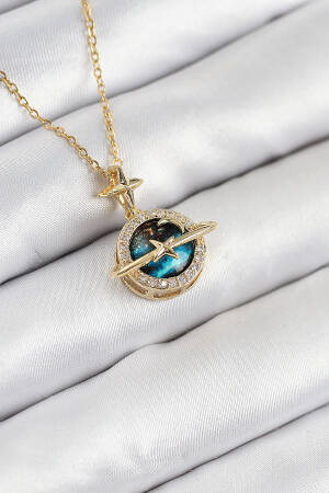 316l Steel Zircon Stone Planet Model Gold Color Women Necklace - Brand: Ebijuteri - Women & Kids, Baby Clothes Wholesale - Globality Store