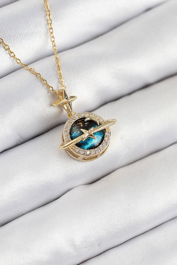 316l Steel Zircon Stone Planet Model Gold Color Women Necklace - Brand: Ebijuteri - Women & Kids, Baby Clothes Wholesale - Globality Store