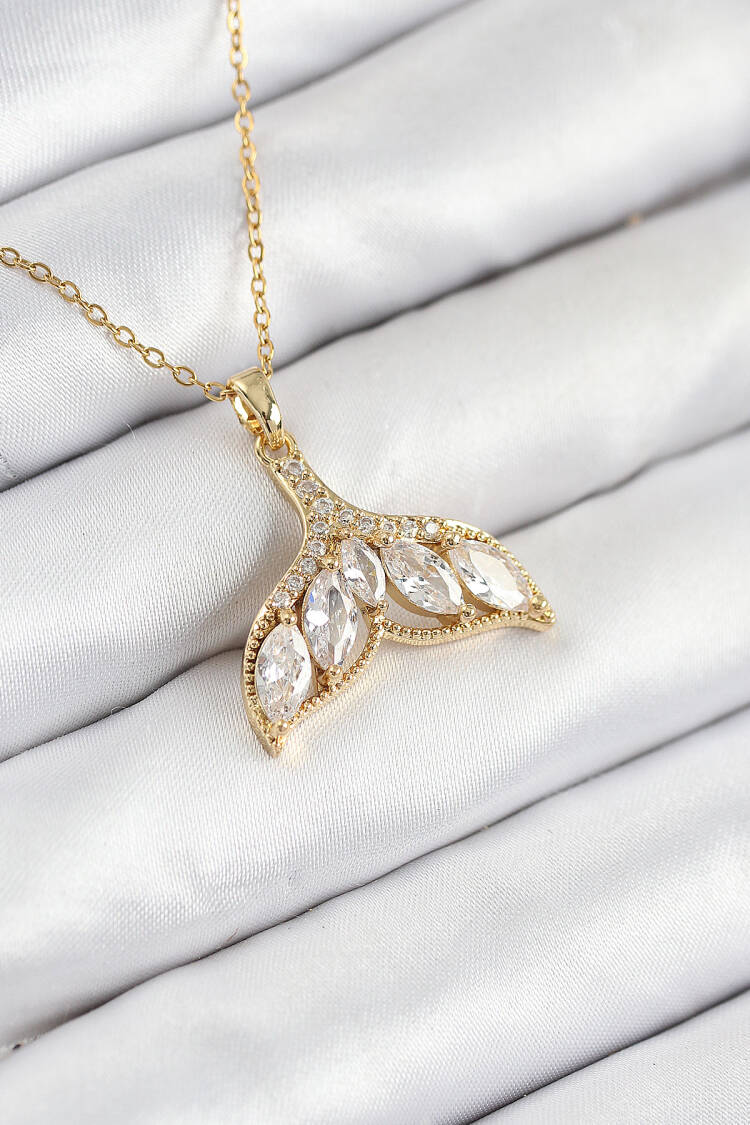 316l Steel Zircon Stone Fish Tail Model Gold Color Women Necklace - Brand: Ebijuteri - Women & Kids, Baby Clothes Wholesale - Globality Store