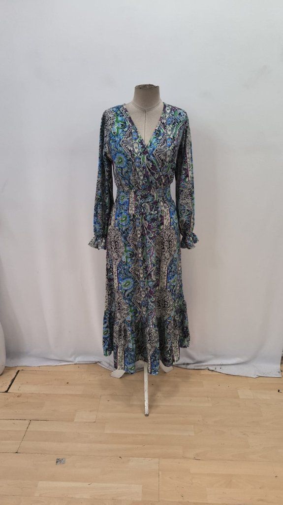 Blue Boho Elegant Wrap Dress