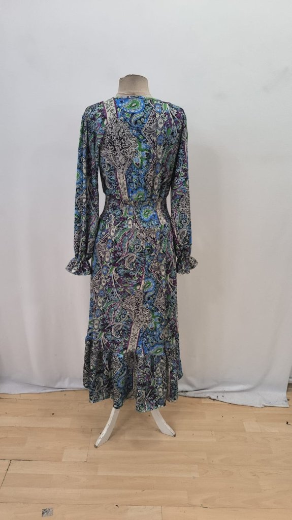 Blue Boho Elegant Wrap Dress