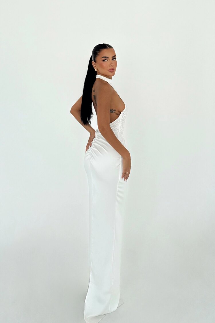 ElegantBodycon Dress With Floral Halter Neck