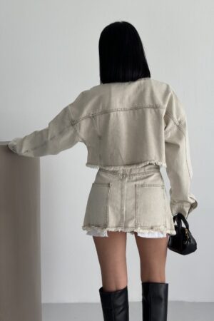 Beige A-Line Mini Skirt With Buttoned Closure - Brand: XLove - Women & Kids, Baby Clothes Wholesale - Globality Store